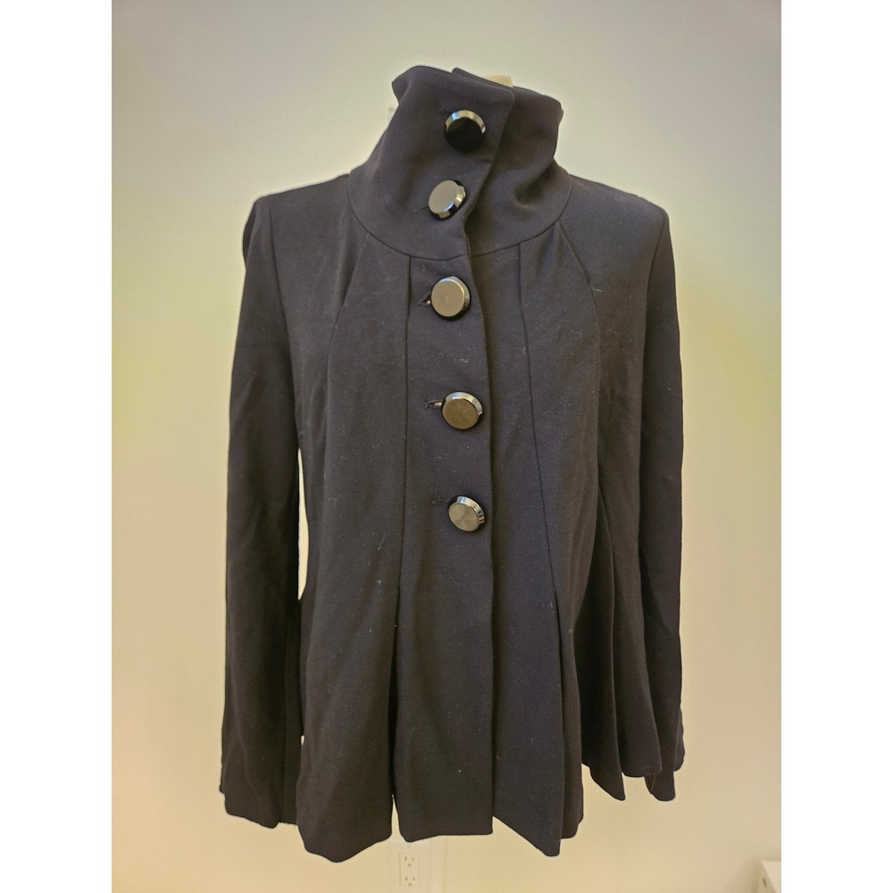 Joseph Ribkoff Black Swing Jacket Funnel Neck Button Front Size 12